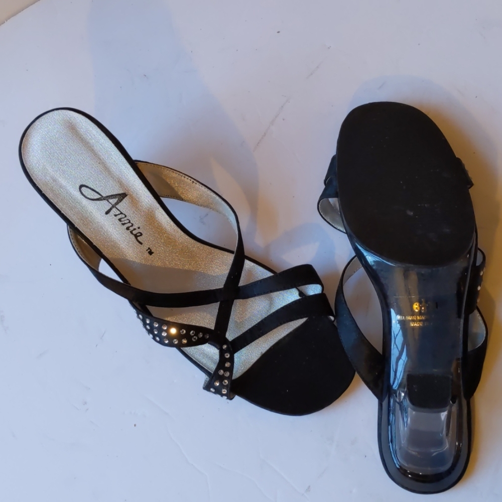 Annie strappy rhinestone transparent heels-sz6 1/2